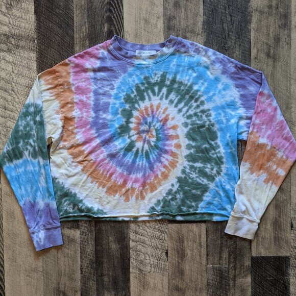 Daydreamer Spiral Tie Dye Crop Top Sweatshirt - Picture 2 of 7